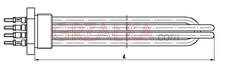 Grzałka 8000W (3 x 2666W) / 400V / L 430mm / 1¼”