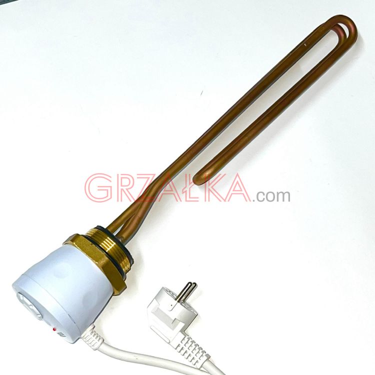 Grzałka izolowana z termostatem 3000W 230V L360mm 1¼" Cu